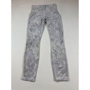 Lululemon Womens Patterned High-Waisted Leggings Sz 4 With Sheer Panels (BB350)
